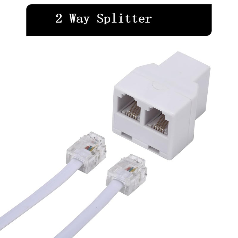 Ubramac Phone Line Splitter,Telephone Splitter,with RJ11 6P4C Plugs,Suitable for Telephone,Fax Machine,White 2-Pack - Image 4